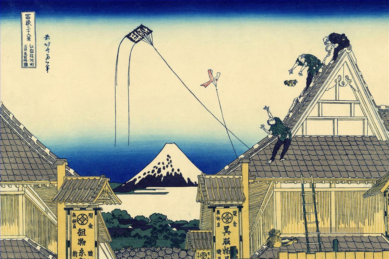 Mitsui shop in der Suruga Straße in edo Katsushika Hokusai Ukiyoe Ölgemälde